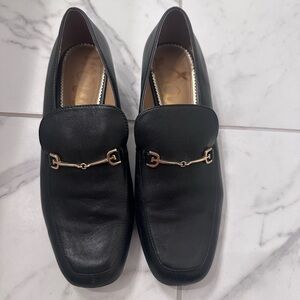Black Leather Sam Edelman Heeled Loafers